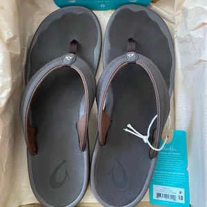 Olukai Ohana Dark Java Comfort Flip Flop Sandal Women's US size 10 NWT